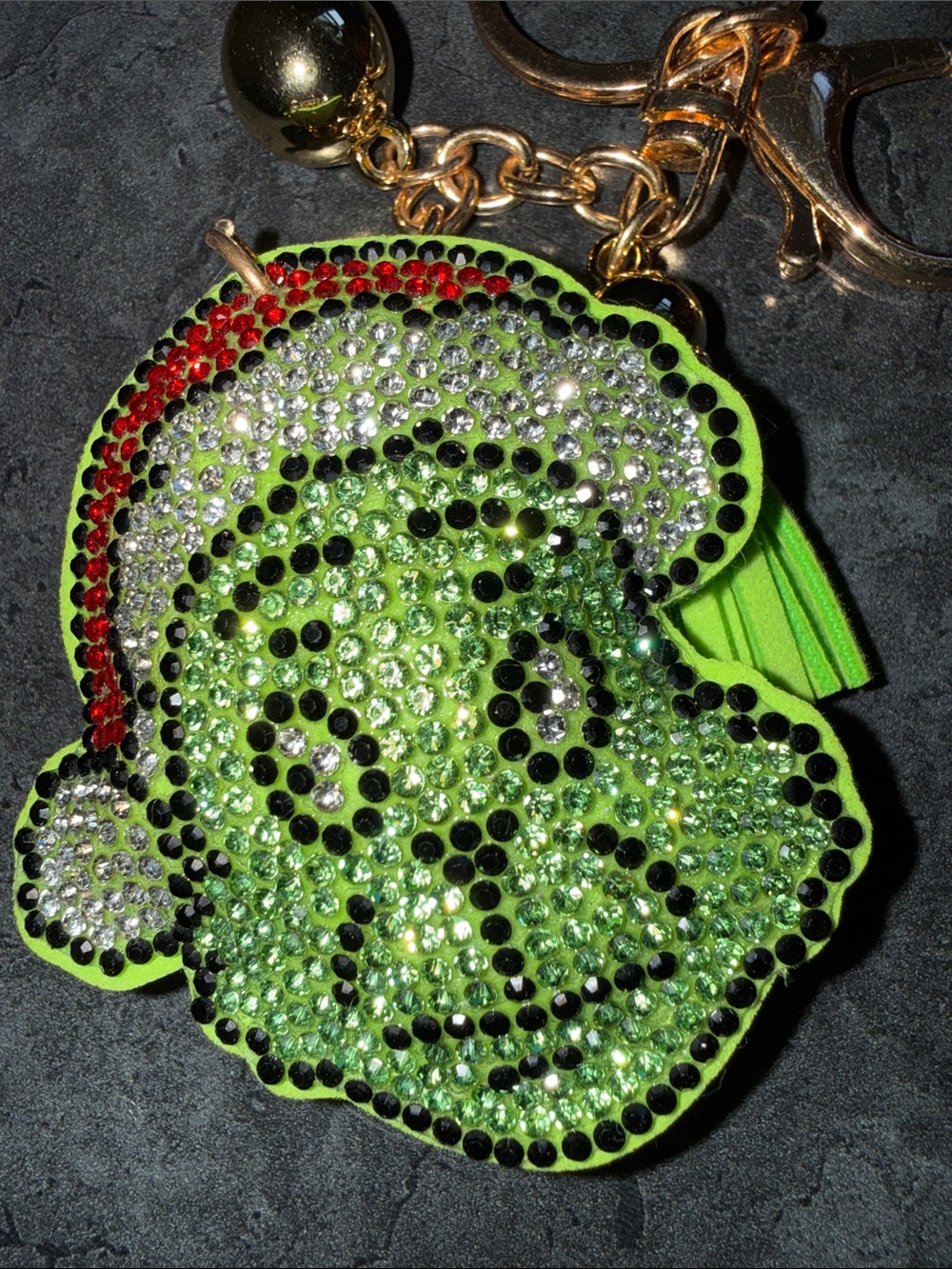 Crystal Green Grinch Keychain Charm
